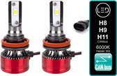 (set 2 stuks)  H8 - H9 - H11 LED lampen 28000 Lumen met CANbus EMC CHip CSP 6000k Ultra-bright - Wit 130 Watt Motor / Auto - Motor - Dimlicht - Grootlicht - Koplampen - Autolamp - Lamp - Autolampen - CANbus adapter