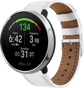 Leer Smartwatch bandje - Geschikt voor  Polar Ignite leren bandje - wit - Strap-it Horlogeband / Polsband / Armband