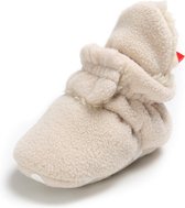 Myggpp fluffy warme baby slofjes met anti slipzool beige 12-18 mnd/13 cm