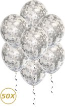 Zilveren Helium Ballonnen Confetti 2024 Happy New Year Versiering NYE Feest Versiering Ballon Zilver Papier - 50 Stuks