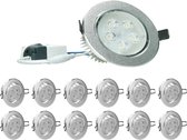 ECD Germany 12er Pack LED Inbouwspots 5W 230V 353 Lumen Warm wit 3000K - Rond - Dimbaar - Draaibaar 30° - IP44 - Inbouwarmatuur Plafondlamp Plafondlamp Spot Inbouwspots