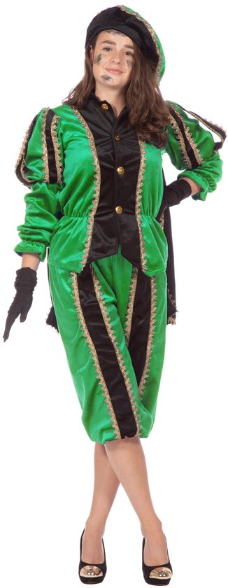 Piet zwart/groen imitatie fluweel voor volwassenen