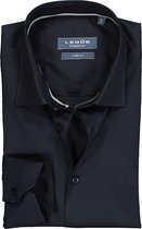 Ledub Modern Fit overhemd - donkerblauw stretch (contrast) - Strijkvriendelijk - Boordmaat: 42