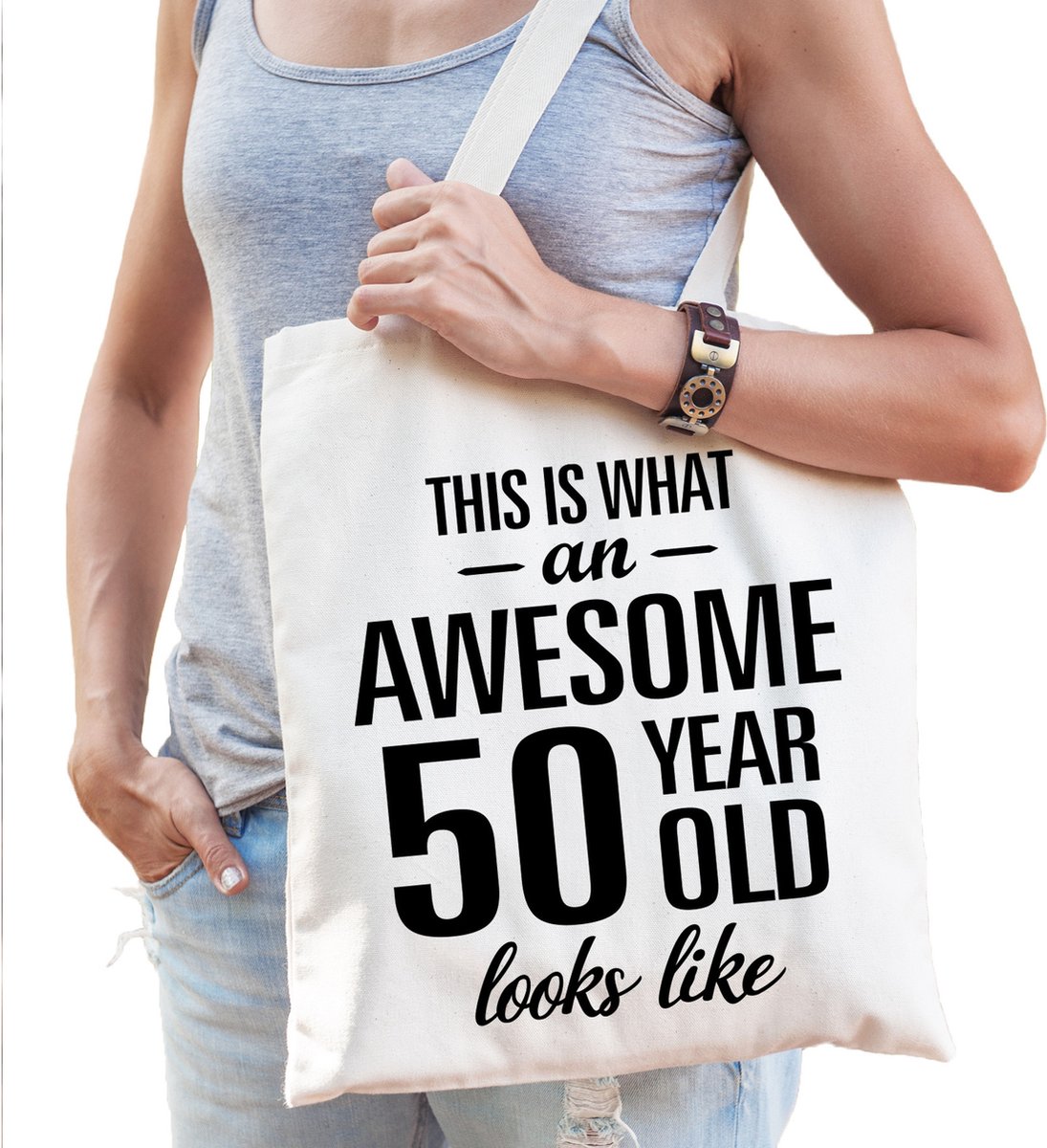 Awesome 50 year / geweldig 50 jaar cadeau tasje - wit - voor dames en heren - verjaardag