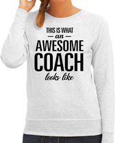 This is what an awesome coach looks like cadeau sweater grijs - dames - beroepen / cadeau trui XS