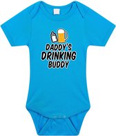 Daddys drinking buddy cadeau romper blauw voor babys - Vaderdag / papa kado / geboorte / kraamcadeau - cadeau voor aanstaande vader 80 (9-12 maanden)