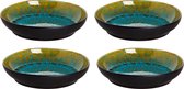 Palmer Bord diep Lotus 21 cm Turquoise Zwart Stoneware 4 stuk(s)