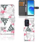 Bookstyle Case OPPO Reno 6 Pro+ 5G Telefoonhoesje Personaliseren Flamingo Triangle