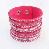 Strass armband - Hard roze