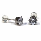 Aramat jewels ® - Zirkonia zweerknopjes rond 6mm oorbellen transparant chirurgisch staal