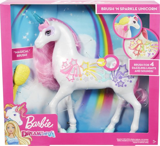 Barbie Dreamtopia Eenhoorn paard met Verlichte Sterren en Hoorn - Barbiepaard - Barbie