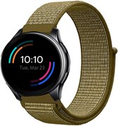 Nylon Smartwatch bandje - Geschikt voor  OnePlus Watch nylon bandje - olijf - Strap-it Horlogeband / Polsband / Armband