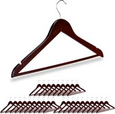 Relaxdays kledinghangers hout - set van 30 - broeklat - kleerhangers bruin - draaibaar