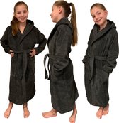 HOMELEVEL Badstof badjas voor kinderen 100% katoen voor meisjes en jongens Antraciet Maat 152