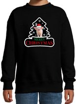 Dieren kersttrui varken zwart kinderen - Foute varkens kerstsweater jongen/ meisjes - Kerst outfit dieren liefhebber 3-4 jaar (98/104)