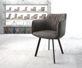 Gestoffeerde-stoel Elda-Flex met armleuning 4-Fuß oval zwart antraciet vintage