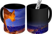 Magische Mok - Foto op Warmte Mok - Gargoyle in de nacht boven op de Notre Dame in Parijs - 350 ML