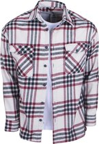 Megaman  - Heren Overhemd - Overshirt - Flanel - Geblokt - Bordeaux Rood