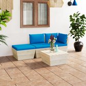 Decoways - 4-delige Loungeset met kussens pallet vurenhout