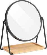 Navaris make-up spiegel - Tafelspiegel met opbergruimte voor sieraden - Staande cosmetische spiegel met 2x vergroting - Zwart