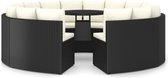 Decoways - 9-delige Loungeset met kussens poly rattan zwart