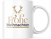 Kerst Mok met tekst: Frohe Weihnachten | Kerst Decoratie | Kerst Versiering | Grappige Cadeaus | Koffiemok | Koffiebeker | Theemok | Theebeker