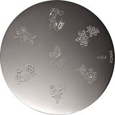 KONAD stamp plate M54 met 7 nagel figuurtjes BLOEMEN / VLINDER