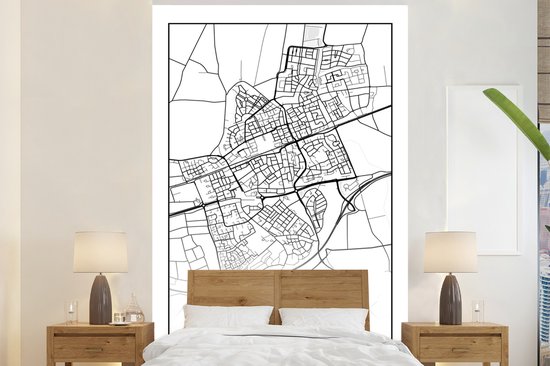 Papier Peint - Carte Papier peint photo - Etten-Leur - Zwart - Wit - Largeur 200 cm x Hauteur 300 cm