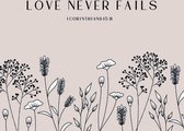Ansichtkaart - A6 - 10x15cm - Nude - Christelijk - Love never fails - 1 stuk