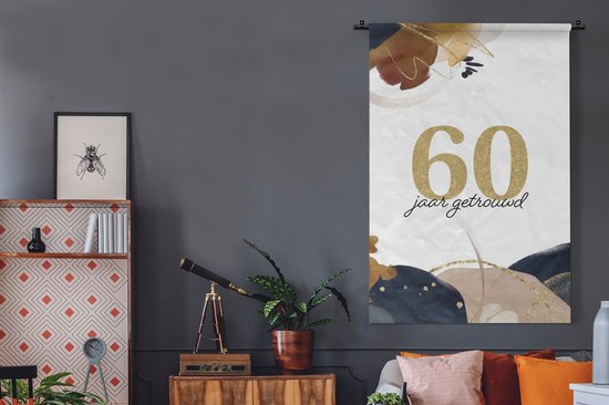 Tapisserie - Tissu mural - Mariage - Citations - 60 ans mariés - Proverbes - 120x180 cm - Tapisserie