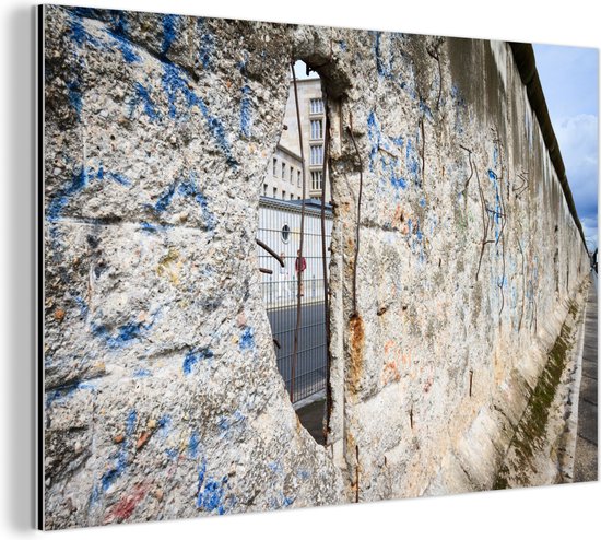 Wanddecoratie Metaal - Aluminium Schilderij Industrieel - Berlijnse muur - Duitsland - Cultuur - 60x40 cm - Dibond - Foto op aluminium - Industriële muurdecoratie - Voor de woonkamer/slaapkamer