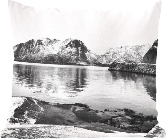 Sierkussens - Kussentjes Woonkamer - 50x50 cm - Winter - Meer - Zwart - Wit - Kerstversiering - Kerstdecoratie voor binnen - Woonkamer