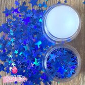 GetGlitterBaby Chunky Festival Glitters Sterretjes voor Lichaam en Gezicht / Face Body Glitter - Blauw - en Glitter HuidLijm