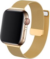 Bandje geschikt voor Apple Watch 45 mm Series 7 - Goud Milanese Band