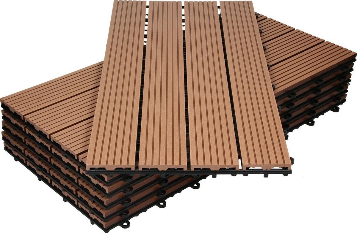 ECD Germany WPC-terras tegels 60x30 cm 12er Spar Set für 2m² lichtbruin in  hout look... | bol.com