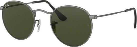 Ray-Ban RayBan Round Metal zonnebril - staalgrijs montuur met groene klassieke G-15 lenzen - 50 mm - RB3447 029 50-21