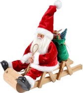 RONDACHTIG NACHT Kerstman op slee - H 30cm - Rood