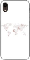 Geschikt voor iPhone XR hoesje - Wereldkaart - Marmer print - Kaart - Siliconen Telefoonhoesje