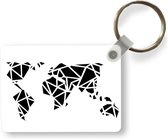 Sleutelhanger - Wereldkaart - Geometrische vormen - Zwart - Wit - Uitdeelcadeautjes - Plastic