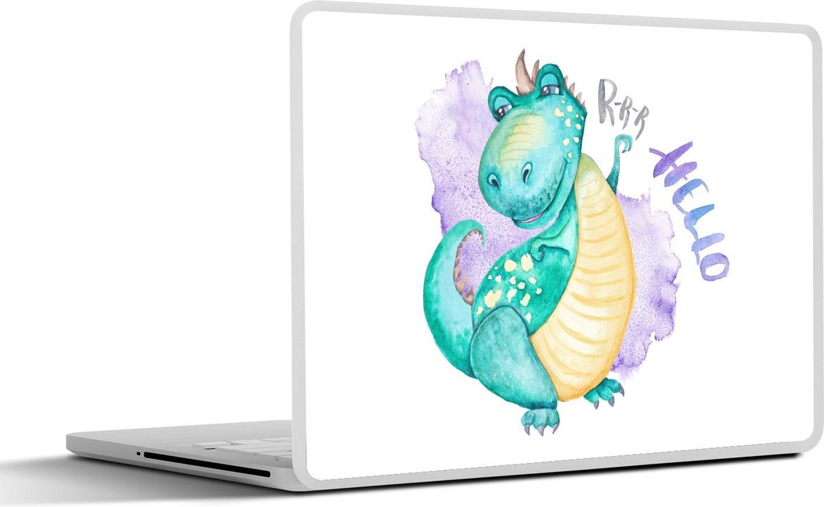 Laptop sticker - 11.6 inch - Dinosaurus - Kinderkamer - Groen - Jongens - Meisjes - Kinderen - 30x21cm - Laptopstickers - Laptop skin - Cover