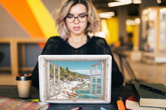 Sticker pour ordinateur portable - 14 pouces - Vue à travers - Arbre - Mer