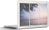 Laptop sticker - 12.3 inch - Doorkijk - Palmboom - Zee - 30x22cm - Laptopstickers - Laptop skin - Cover