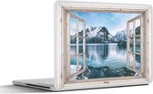 Laptop sticker - 14 inch - Doorkijk - Berg - Water - 32x5x23x5cm - Laptopstickers - Laptop skin - Cover