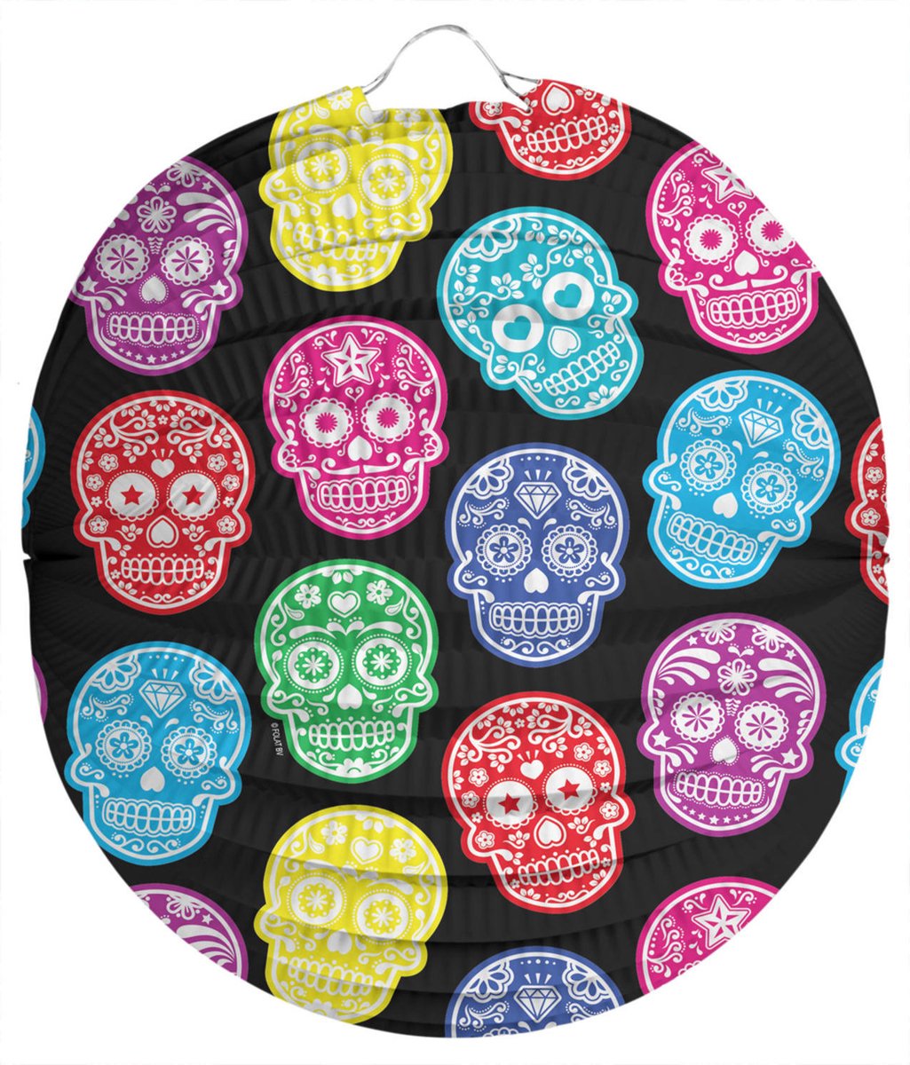 Day of the Dead Lampion Bol 22cm - Merkloos