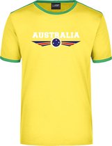 Australia geel/groen ringer landen t-shirt logo met vlag Australie - heren - Australie landen shirt - supporter kleding / EK/WK S