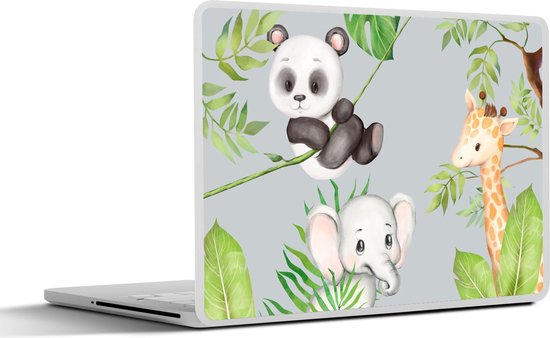 Sticker ordinateur portable - 15,6 pouces - Jungle - Feuilles - Animaux