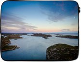 Laptophoes 15 inch 38x29 cm - Strand en zee - Macbook & Laptop sleeve Noordzee zonsondergang - Laptop hoes met foto