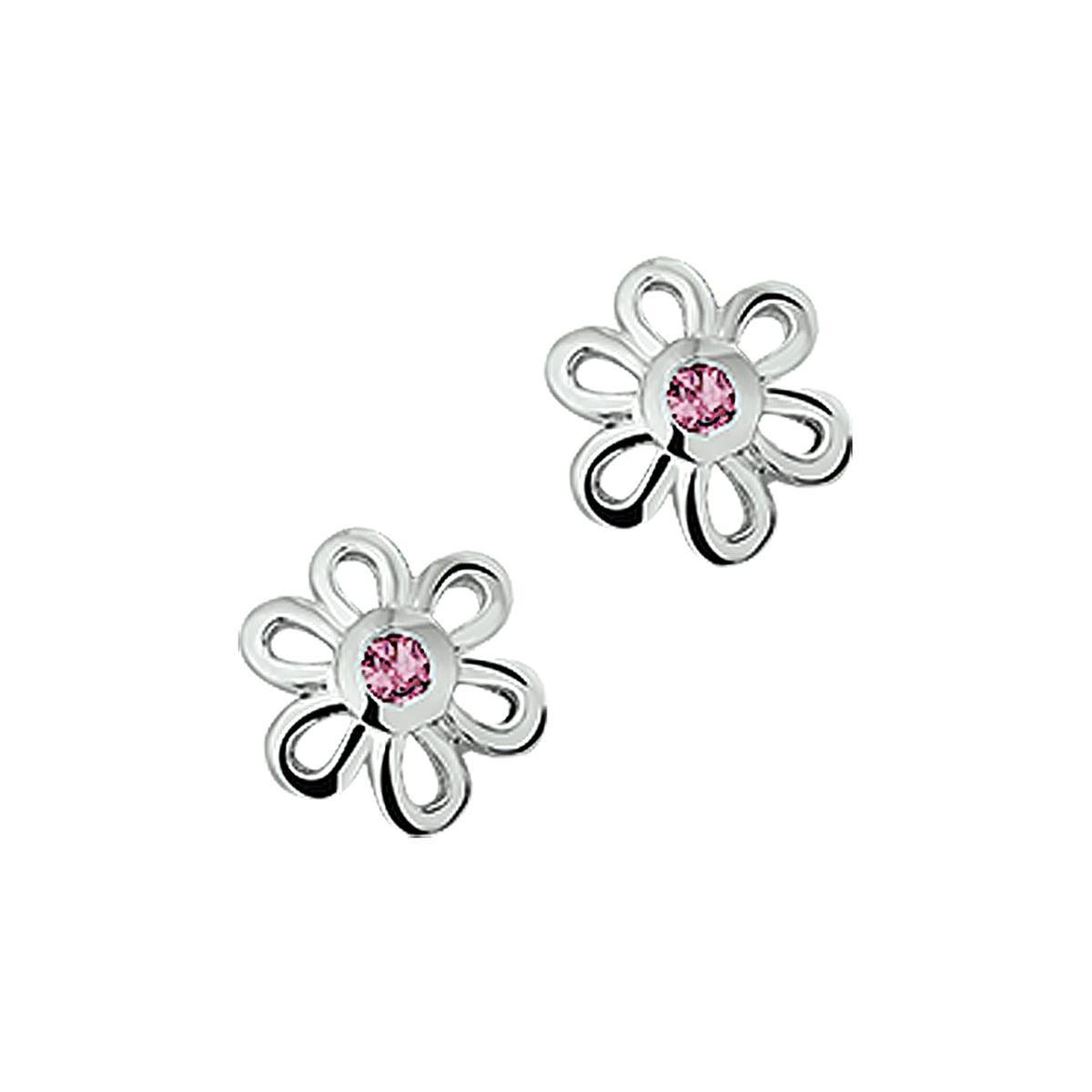 TFT Oorknoppen Bloem Zirkonia Zilver Gerhodineerd Glanzend 8.5 mm x 8 mm