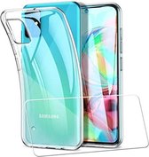 Tikawi Samsung A71 transparant hoesje + gehard glas [zachte gel] [hoge bescherming] [antikras] [dun en licht]