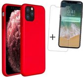 Tikawi Case Iphone 12 Pro (6.1) Rood siliconen + gehard glas Tikawi [Soft Gel] [Hoge bescherming] [Anti-kras]